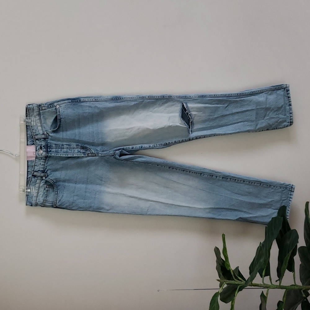Revice denim, distressed jeans, straight leg, button fly, light, women's size 30